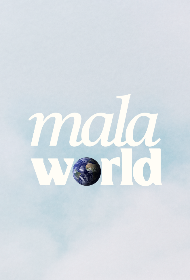 cloudy background with mala world text overlay