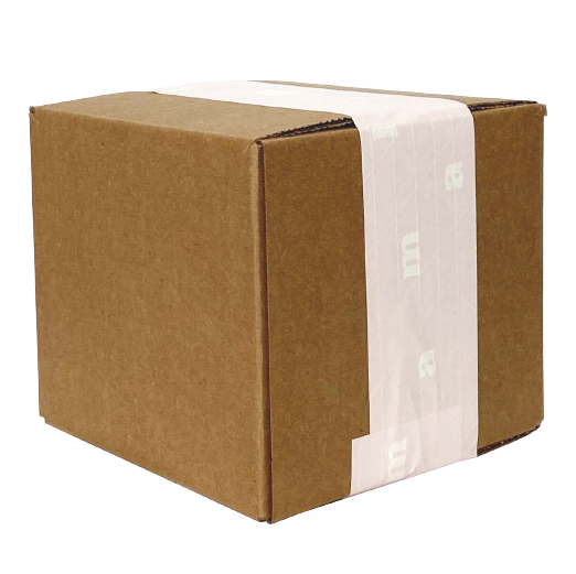 cardboard shipping box with mala branded tape